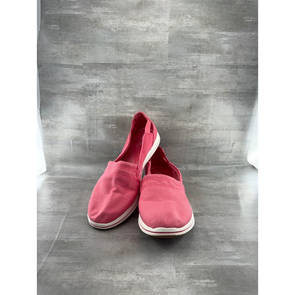 Clarks Cloudsteppers Pink Canvas Slip On Shoes Women Sz 9.5 M 261647264070